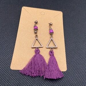 NIP Purple Tassel Triangle Earrings